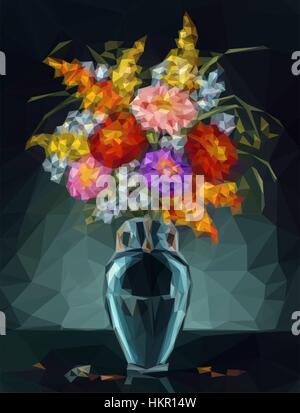 Asters, fleurs Poly bas Illustration de Vecteur