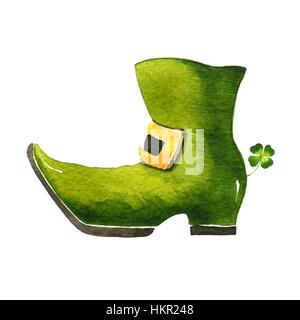 Service de Leprechaun. Illustration à l'aquarelle sur fond blanc Banque D'Images