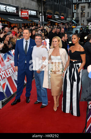 (De gauche à droite) David Walliams, Simon Cowell, Amanda Holden et Alesha Dixon participant à la Britain's Got Talent Photocall au London Palladium. ASSOCIATION DE PRESSE Photo. Photo Date : Dimanche 29 Janvier, 2017. Voir PA story SHOWBIZ BGT. Crédit photo doit se lire : Matt Crossick/PA Wire Banque D'Images