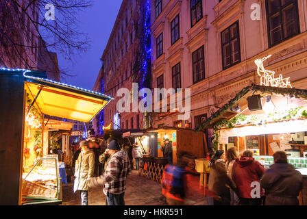 Wien, Vienne : Christkindlmarkt (marché de Noël) à Spittelberg dans le 7ème arrondissement, 07, Wien, Autriche. Banque D'Images