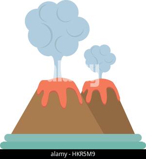 Éruption volcan lava mountain cloud Illustration de Vecteur