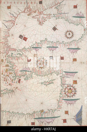 Cette carte de l'Atlas Portolan de Joan Martines (1578) montre la mer Noire et la Méditerranée orientale, capturant les routes de navigation maritime à la fin du XVIe siècle. La carte reflète l'influence maritime de l'Italie et les progrès cartographiques. Banque D'Images