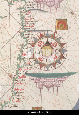 Cette carte de l'atlas Portolan de Joan Martines, créée vers 1578, montre la mer Noire et la Méditerranée orientale. Il fournit une carte nautique détaillée utilisée pour la navigation maritime à la fin du XVIe siècle, mettant en évidence les principales routes commerciales et les régions côtières. Banque D'Images