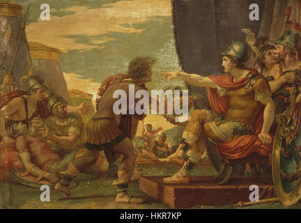 Giuseppe Cades' 1792 peinture 'Alexandre le Grand refuse de prendre de l'eau' capture un moment historique dans le classique accueilli Cette peinture à l'huile vintage est un objet de collection important, logé dans les galeries d'art et les musées. Banque D'Images