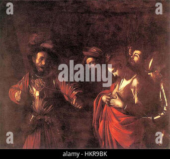 Le « martyre de Sainte-Ursule » du Caravage dépeint le destin tragique du saint avec un réalisme puissant, soulignant l'intense émotion et l'utilisation dramatique de la lumière et de l'ombre caractéristiques du style baroque de l'artiste. Banque D'Images