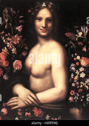 'Flora' by Carlo Antonio Procaccini depicts the Roman goddess of flowers and spring in a vibrant and graceful pose. The painting captures the elegance and beauty of the goddess, embodying the spirit of renewal and nature. Banque D'Images