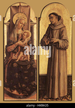 Carlo Crivelli - Vierge à l'enfant, Saint François d'assise - WGA05787 Banque D'Images