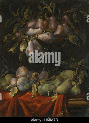 La « nature morte avec des fruits et des Tazzas en verre » de Carlo Manieri capture les textures vibrantes et les couleurs des fruits frais disposés dans des récipients en verre élégants. Le rendu méticuleux reflète l’habileté de l’artiste à dépeindre des éléments naturels et des objets de luxe dans un style riche du XVIIe siècle. Banque D'Images