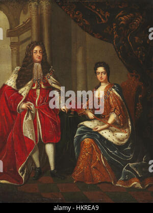 Charles boit (D'après) - Portrait de la Reine Anne d'Angleterre et George prince de Danemark Banque D'Images