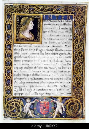 La page du Codex avec portrait par Ambrogio de Predis Banque D'Images