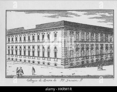 La série « vedute di Milano » de Marc'Antonio Dal Re, créée vers 1745, présente des vues détaillées de Milan, avec un accent particulier sur le Collegio di Brera, une importante institution jésuite de la ville. Banque D'Images