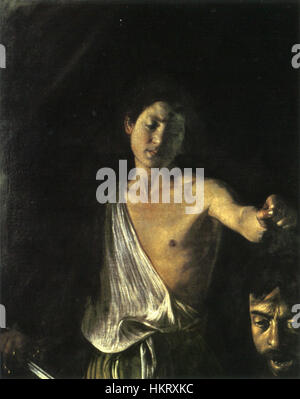 David avec la tête de Goliath, par Michelangelo Merisi da Caravaggio Banque D'Images