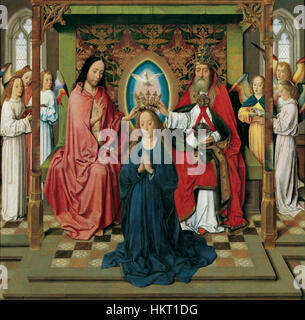 Tableau du XVe siècle de Dieric bouts, représentant une scène religieuse avec des détails complexes, mettant en valeur la maîtrise de l'artiste du début des pays-Bas Banque D'Images