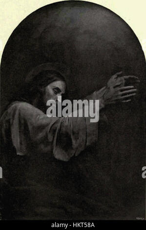 Peinture à l'huile du XIXe siècle d'Ary Scheffer, représentant le Christ sur le Mont des oliviers. La peinture capture l'intensité émotionnelle et les thèmes spirituels centraux de l'iconographie chrétienne. Banque D'Images