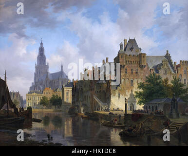 Vue urbaine avec fantaisie le Mauritshuis, par Bartholomeus Johannes van Hove Banque D'Images