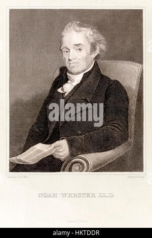 Noah Webster (1758-1843), lexicographe américain qui est un 'Global American Dictionary of the English Language" publié en 1828, contenait plus de mots que n'importe quel dictionnaire précédent. Voir la description pour plus d'informations. Banque D'Images