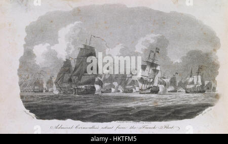 La première bataille de Groix est une confrontation navale pendant les guerres de la Révolution française. Cette œuvre d'art (PU5491) capture le moment charnière de 1795 lorsque les forces françaises se sont affrontées avec les forces britanniques près de l'île de Groix, mettant en valeur la tactique et l'ampleur du conflit. Banque D'Images