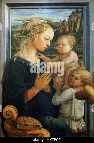 Fra Filippo Lippi - la Vierge avec l'enfant et deux anges - WGA13307 Banque D'Images