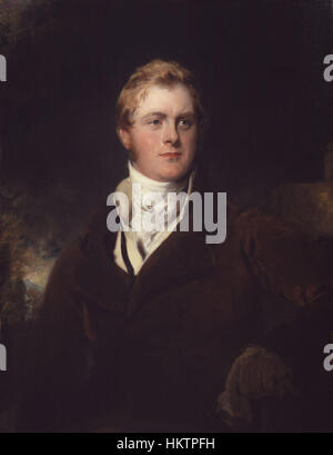 Ce portrait de Sir Thomas Lawrence représente Frederick John Robinson, 1er comte de Ripon. En tant qu'homme d'État britannique de premier plan, la peinture reflète son statut noble et son influence politique au début du XIXe siècle, mettant en valeur la maîtrise de Lawrence dans la capture de la personnalité de ses sujets. Banque D'Images