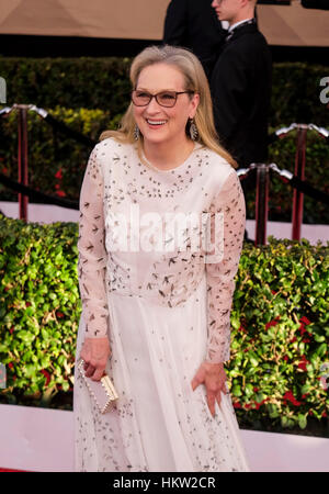 Los Angeles, USA. 29 janvier, 2017. L'actrice Meryl Streep arrive à la 23e assemblée annuelle des Screen Actors Guild Awards à Los Angeles, Californie, États-Unis, le 29 janvier 2009, 2017. Credit : Zhao Hanrong/Xinhua/Alamy Live News Banque D'Images