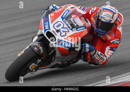 Kuala Lumpur, Malaisie. Jan 30, 2017. Andrea Dovizioso de l'Italie et l'équipe de Ducati en action lors des essais à Sepang à Sepang Circuit le 30 janvier 2017 à Kuala Lumpur, Malaisie. Crédit : marco iorio/Alamy Live News Banque D'Images