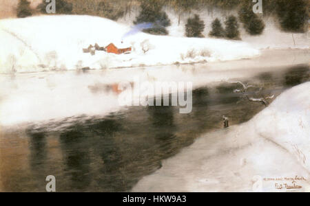 Frits Thaulow Hiver à Rivière Simoa Banque D'Images