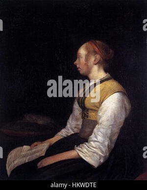 Gerard Ter Borch (II) - Jeune fille assise en costume paysan - WGA22145 Banque D'Images