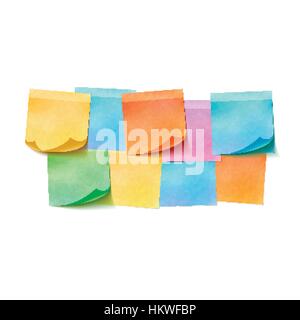 Ensemble de notes autocollantes colorées sur fond blanc Illustration de Vecteur