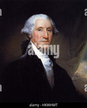 Ce célèbre portrait de George Washington par Gilbert Stuart reste l’une des représentations les plus emblématiques du premier président américain, capturant son leadership et sa dignité. Banque D'Images