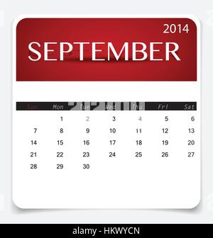 Calendrier 2014 Simple, septembre. Vector illustration. Illustration de Vecteur