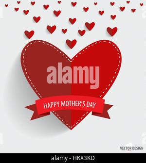 Heureux le jour de mères, Coeurs en papier. Vector illustration. Illustration de Vecteur