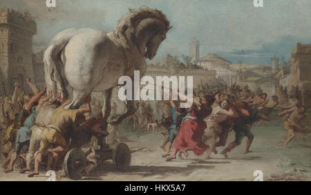 Giovanni Domenico Tiepolo - la Procession du cheval de Troie à Troy - WGA22382 Banque D'Images