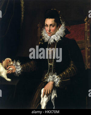 Dame avec un chien (Lavinia Fontana) Banque D'Images