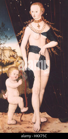 Lucas Cranach l'ancien - Venus et Amor - avant restauration Banque D'Images