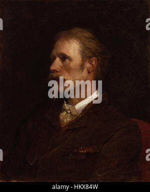 La peinture de Walter Crane par George Frederic Watts représente l'artiste et illustrateur anglais Walter Crane, dans un style typique des portraits victoriens tardifs. Watts capte la personnalité de Crane à travers des traits délicats et un pinceau raffiné, en se concentrant sur le lien artistique entre ces deux figures éminentes de la scène artistique anglaise. Banque D'Images