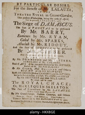 Les bibliothèques Bodleian, Playbill de Covent Garden, le mercredi, 15 avril, annonçant le siège de Damas, &c. Banque D'Images