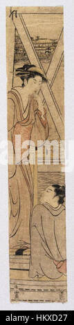 Kubo Shunman, un artiste japonais, a peint « Une beauté et un jeune sur un bateau sous un pont », une scène romantique dans le style ukiyo-e, présentant son expertise dans la capture des moments intimes. Banque D'Images