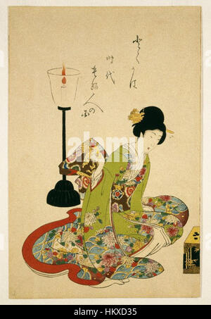 Brooklyn Museum - une femme assise avec une bougie Laque Stand - Chikanobu Toyohara Banque D'Images