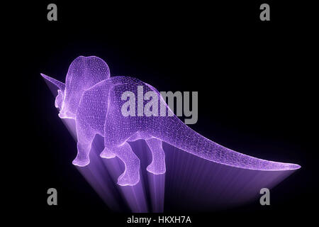 Triceratops Dinosaur hologramme en style fil de fer. Rendu 3D de Nice Banque D'Images