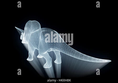 Triceratops Dinosaur hologramme en style fil de fer. Rendu 3D de Nice Banque D'Images