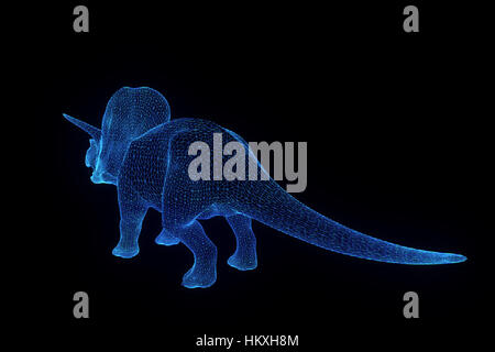 Triceratops Dinosaur hologramme en style fil de fer. Rendu 3D de Nice Banque D'Images