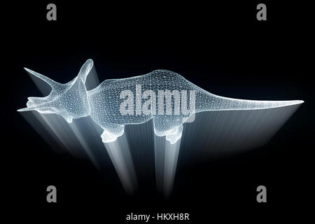 Triceratops Dinosaur hologramme en style fil de fer. Rendu 3D de Nice Banque D'Images