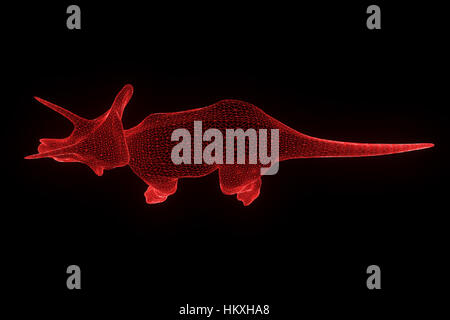 Triceratops Dinosaur hologramme en style fil de fer. Rendu 3D de Nice Banque D'Images