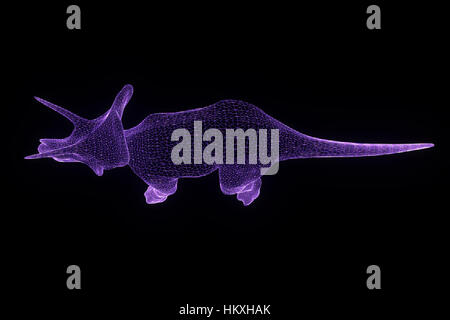 Triceratops Dinosaur hologramme en style fil de fer. Rendu 3D de Nice Banque D'Images