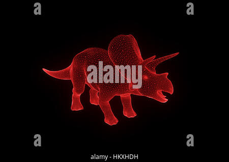 Triceratops Dinosaur hologramme en style fil de fer. Rendu 3D de Nice Banque D'Images