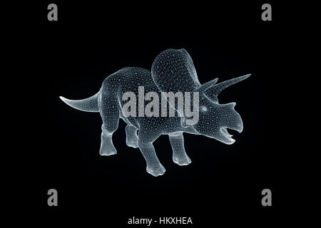 Triceratops Dinosaur hologramme en style fil de fer. Rendu 3D de Nice Banque D'Images