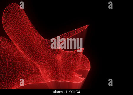 Triceratops Dinosaur hologramme en style fil de fer. Rendu 3D de Nice Banque D'Images