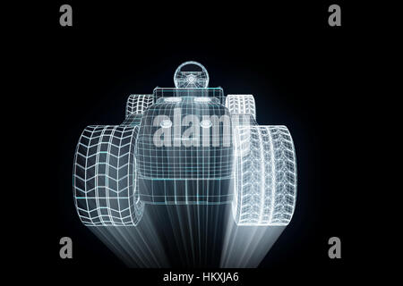 Go Kart Racing Wireframe hologramme. Rendu 3D de Nice Banque D'Images