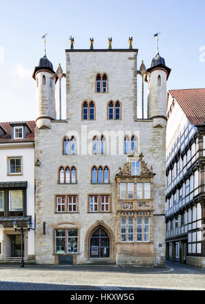 Tempelhaus Tempelherrenhaus ou à la place du marché, maison de ville gothique précoce, Hildesheim, Basse-Saxe, Allemagne Banque D'Images