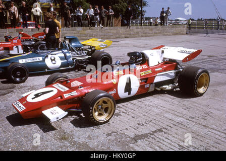 1971 Jackie Ickx Ferrari 312T Belge dnf & Tim Schenken Australian Brabham BT33 12e britannique de Silverstone GP GG Banque D'Images